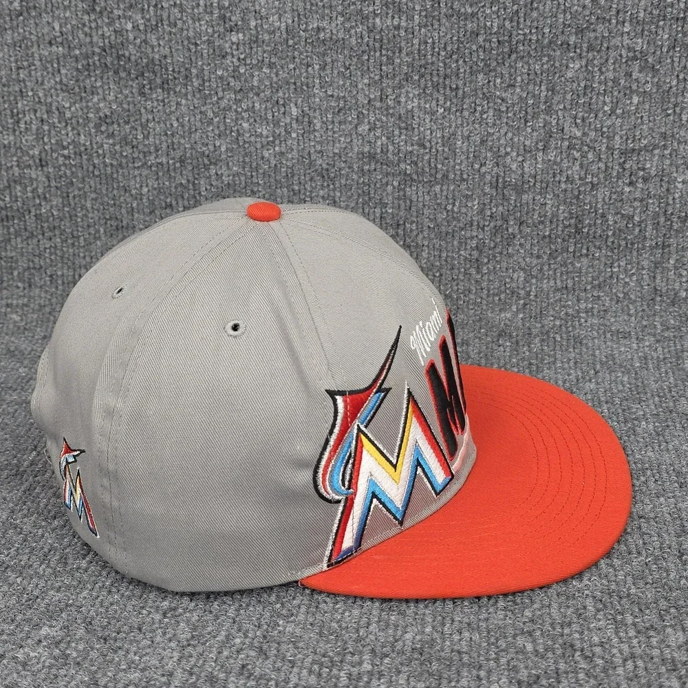 Florida‎ Marlins Hat Cap Snap Back Gray Orange MLB Baseball Logo Adjustable Mens